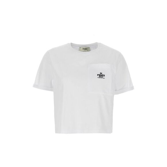 Fendi Navy Cotton Fendi Roma T-Shirt